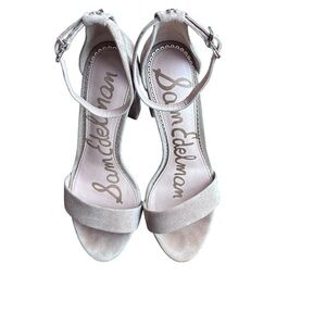 Sam Edelman Daniella Block Heel Sandals 8.5 Oatmeal Suede Ankle Strap